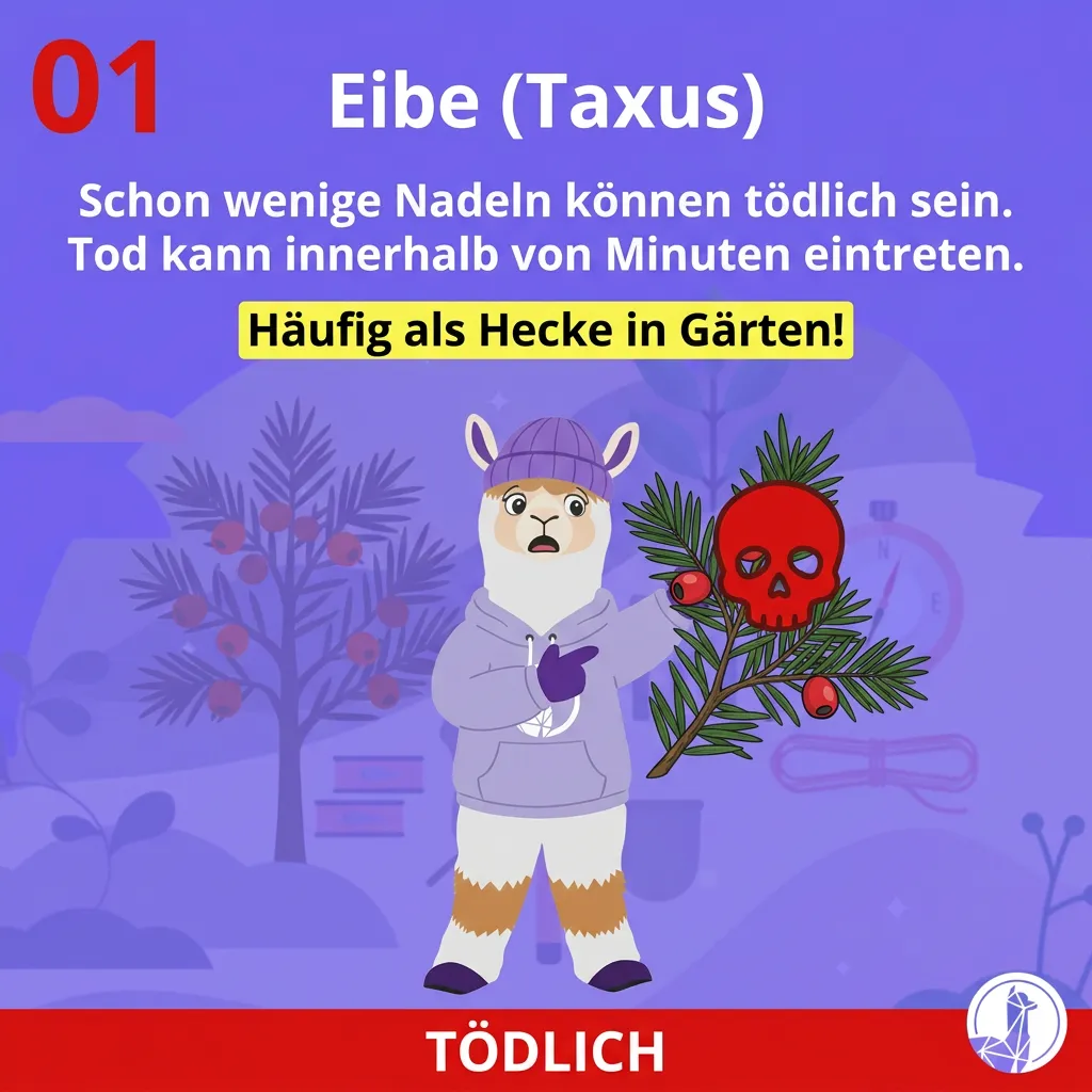 Eibe (Taxus baccata) – eine der gefährlichsten Giftpflanzen für Alpakas und Lamas