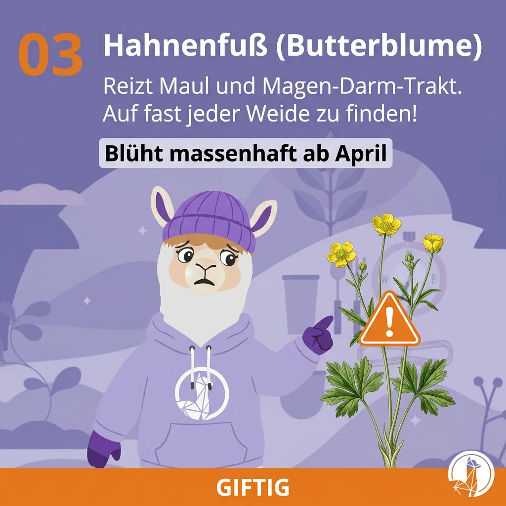 Hahnenfuß (Ranunculus) – auf nahezu jeder feuchten Alpaka-Weide zu finden