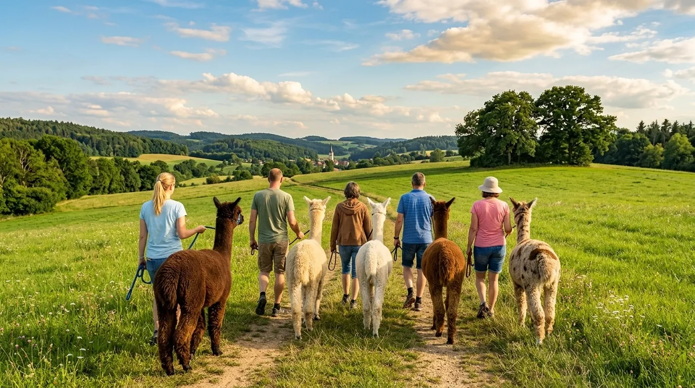 Alpaka-Wanderung buchen – Erlebnis auf dem Alpakahof mit Online-Buchungssoftware